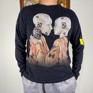 Injured Generation Long Sleeve Shirt Top Men's Medium Black Crash Dummy Logo USA